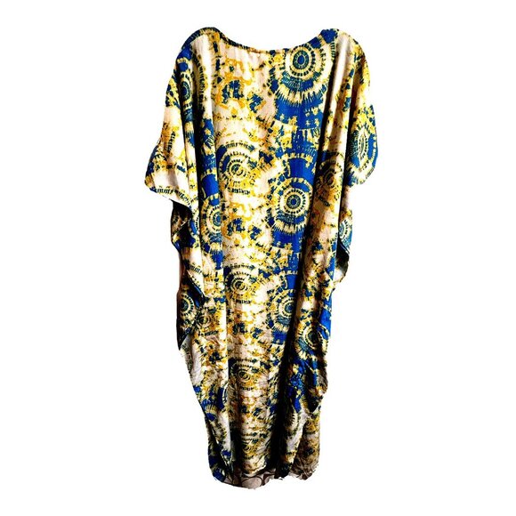 Gypsieblu Caftan Kaftan Maxi Long Boho  Dress -One Size  Kimono Slvs  V-Neck NWT - Picture 2 of 10